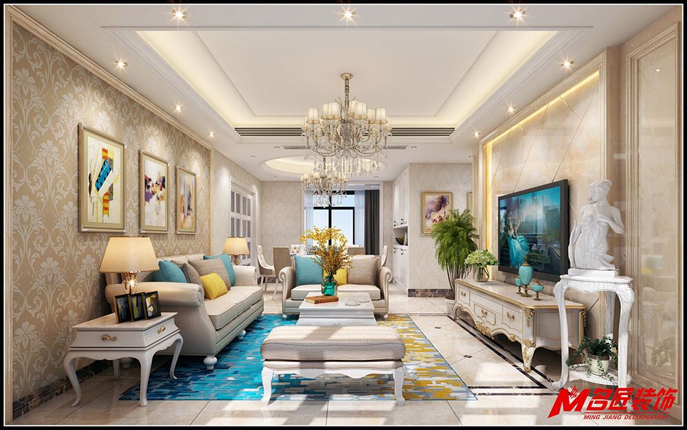 茂名市東方花園歐式風格三居室裝修案例