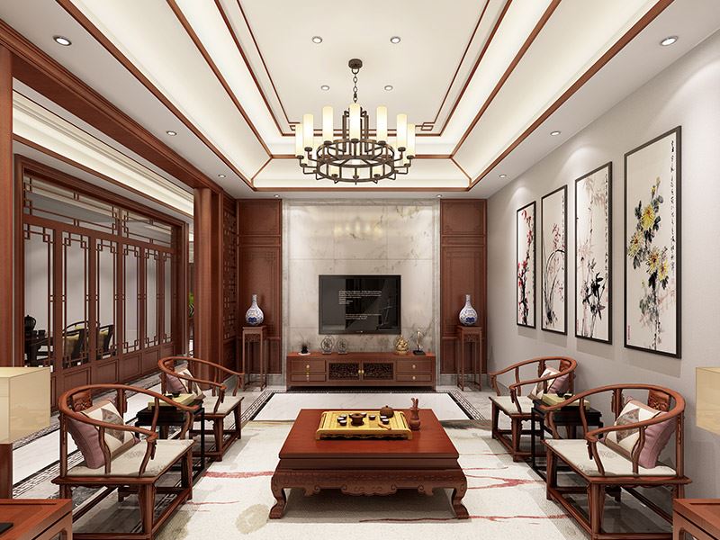 常州市晉陵文錦新中式風格別墅裝修案例