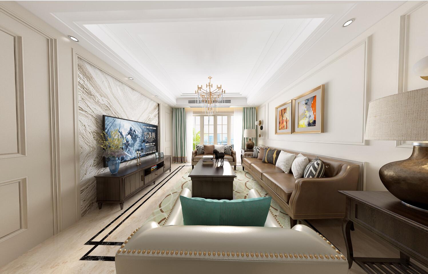 廣州市雅居樂富春山居歐式風格三居室裝修案例