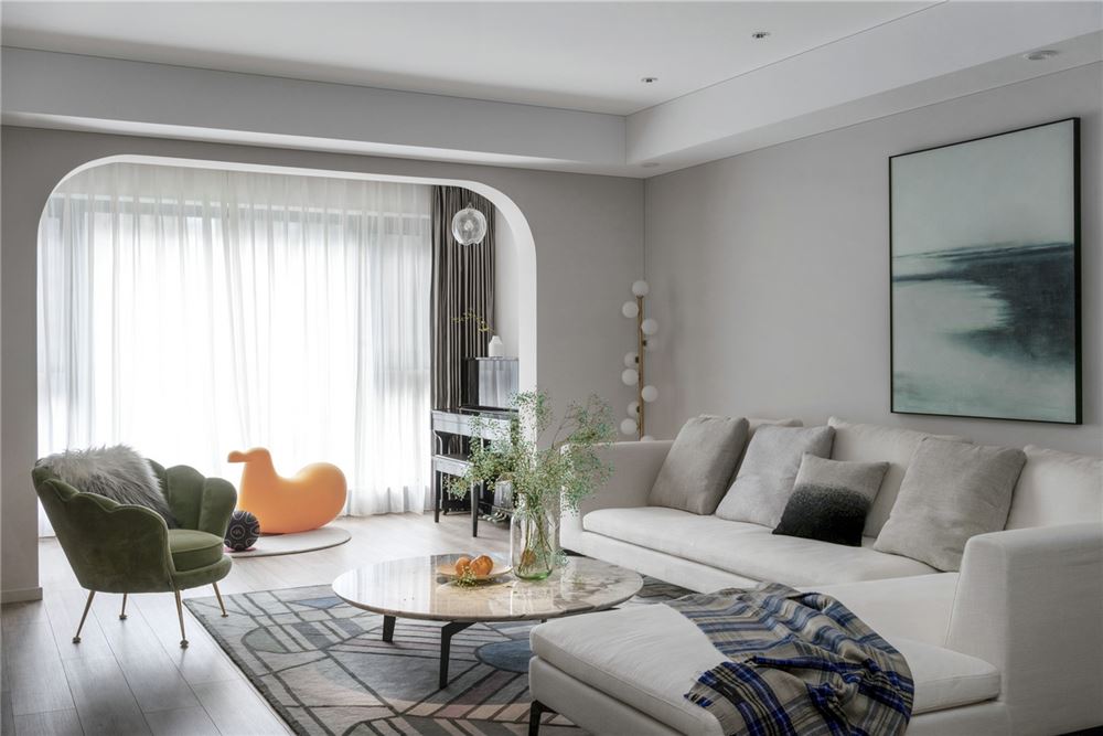 廣州市南沙奧園新中式風格三居室裝修案例