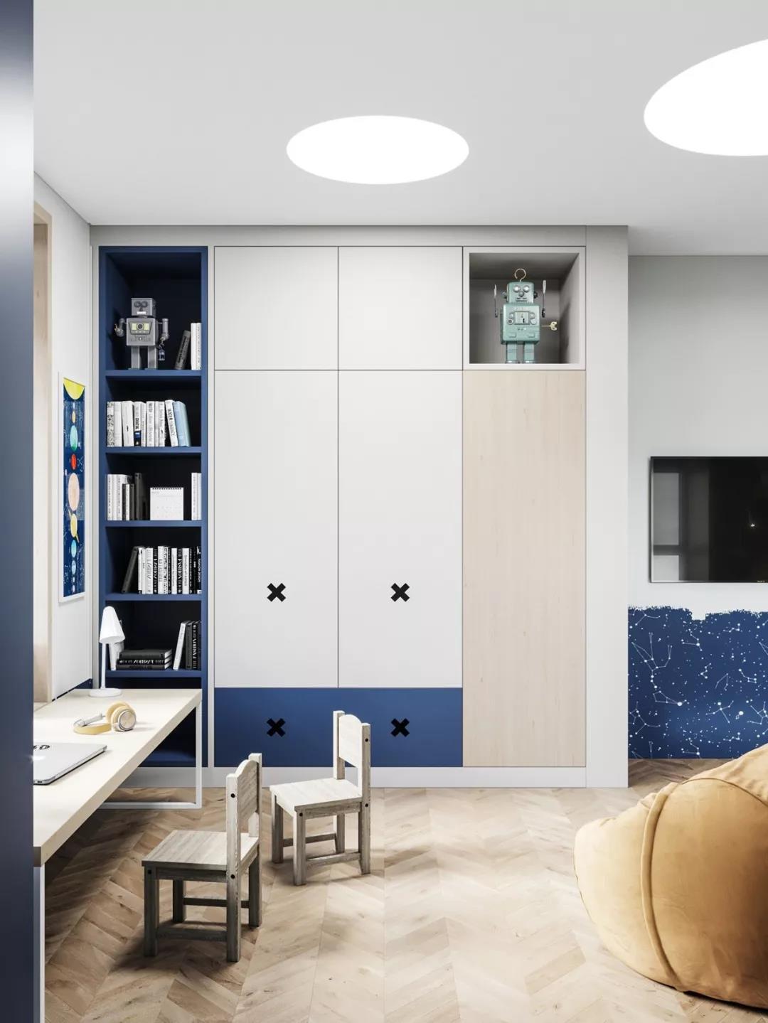 高級灰+原木色現代風格室內裝修設計效果圖-萬達華府四居140平米-兒童房 高級灰+原木色現代風格室內裝修設計效果圖-萬達華府四居140平米-兒童房