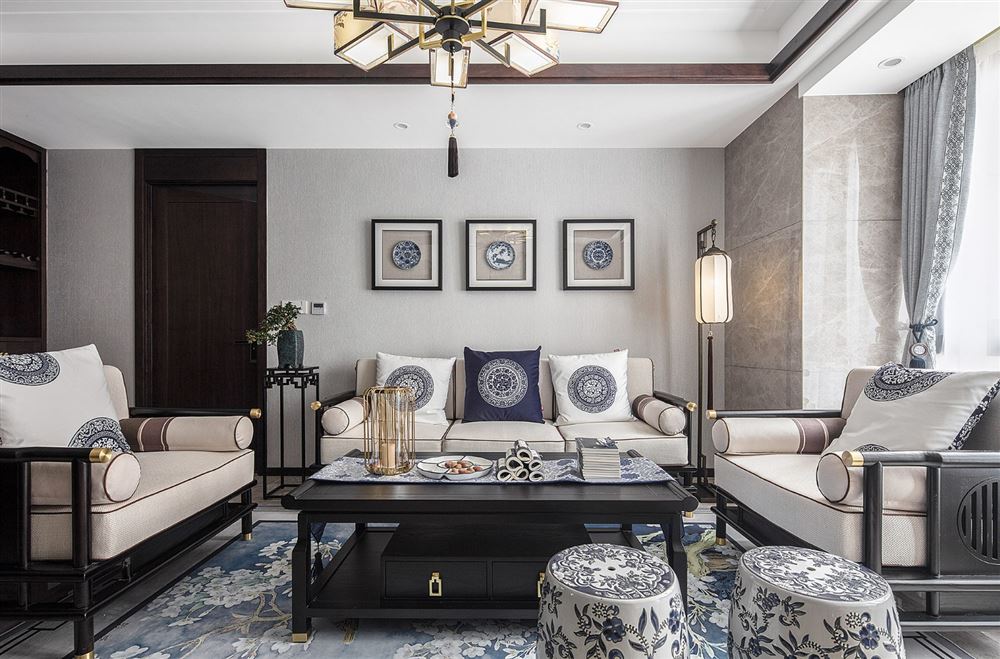 廣州市疊翠峰新中式風格三居室裝修案例