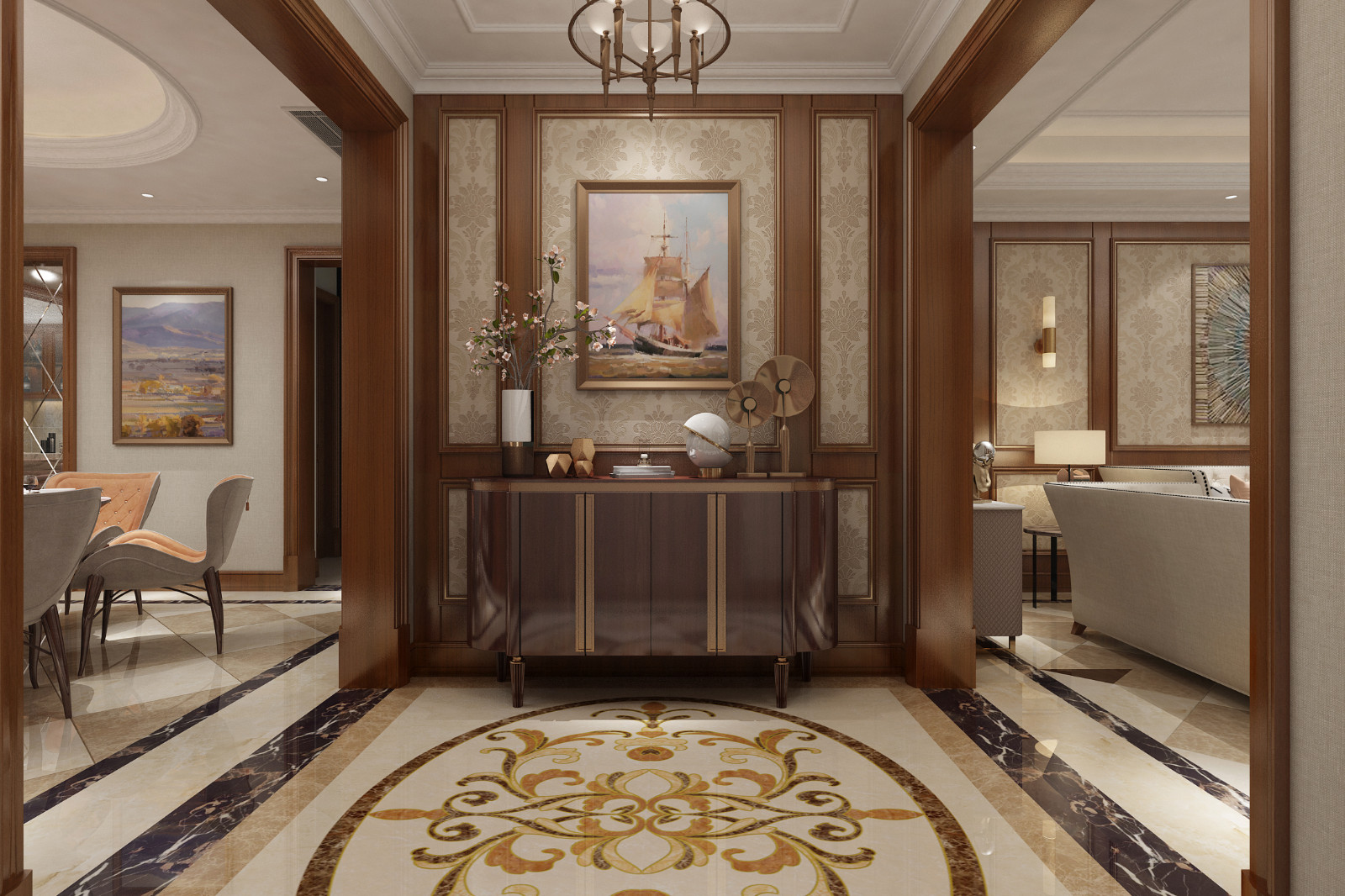 歐式古典風格家裝設(shè)計室內(nèi)裝修效果圖-玄關(guān)