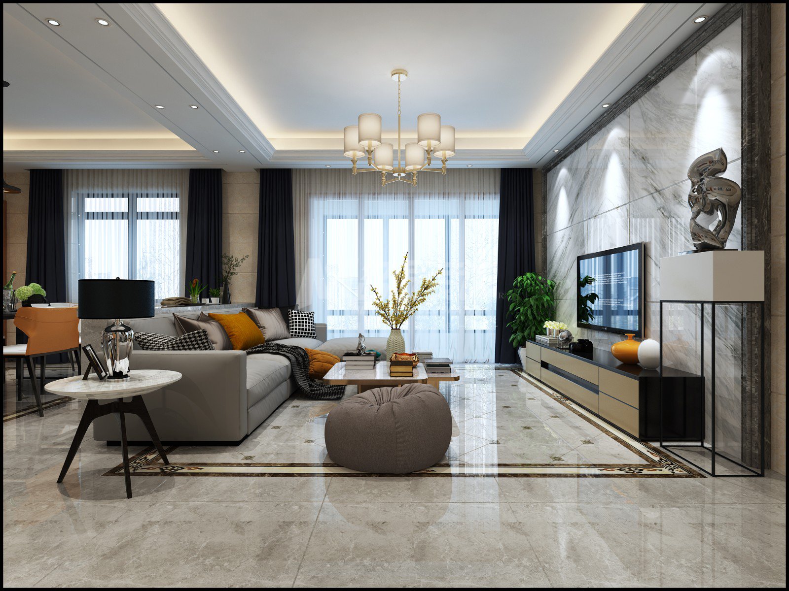 淮安市都梁小區(qū)現(xiàn)代簡約風(fēng)格三居室裝修案例