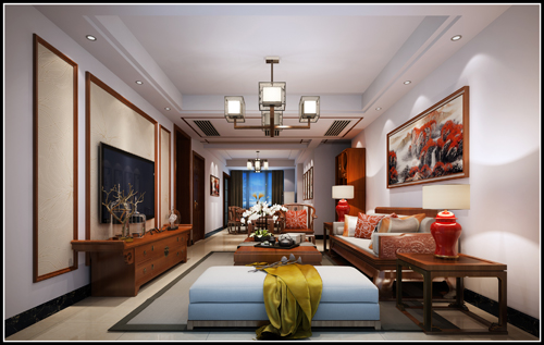 嘉興市龍鼎萬達廣場新中式風格復式裝修案例