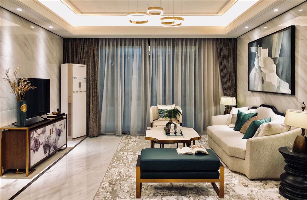 江門市珠江國際新城新中式風格三居室裝修案例