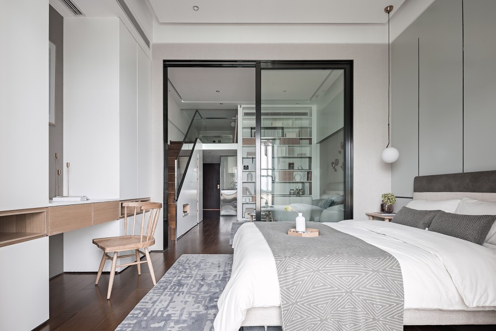 現(xiàn)代簡約風格公寓家裝案例效果圖-臥室 現(xiàn)代簡約風格公寓家裝案例效果圖-臥室