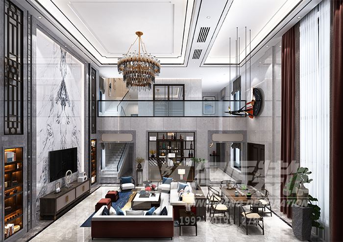 佛山市新希望悅瓏灣新中式風格四居室裝修案例