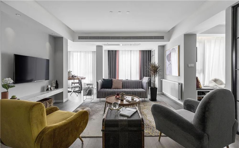 廣州市奧園灣區智谷輕奢風格三居室裝修案例