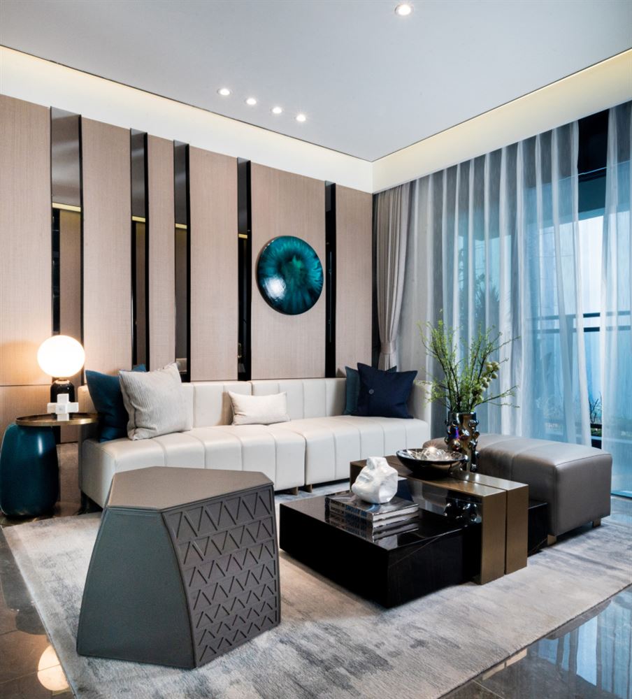 江門市世茂碧海銀湖輕奢風格三居室裝修案例