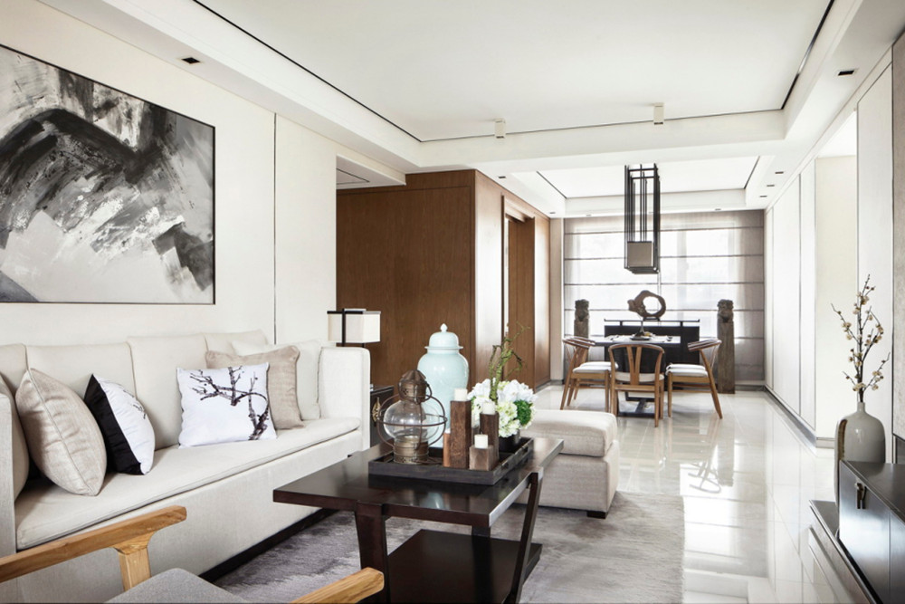 廣州市疊翠峰新中式風格三居室裝修案例