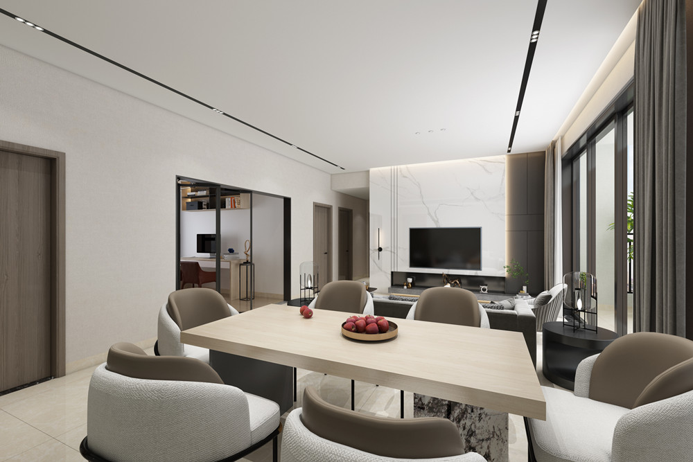 中山市燈都華廷現(xiàn)代簡約風(fēng)格三居室裝修案例