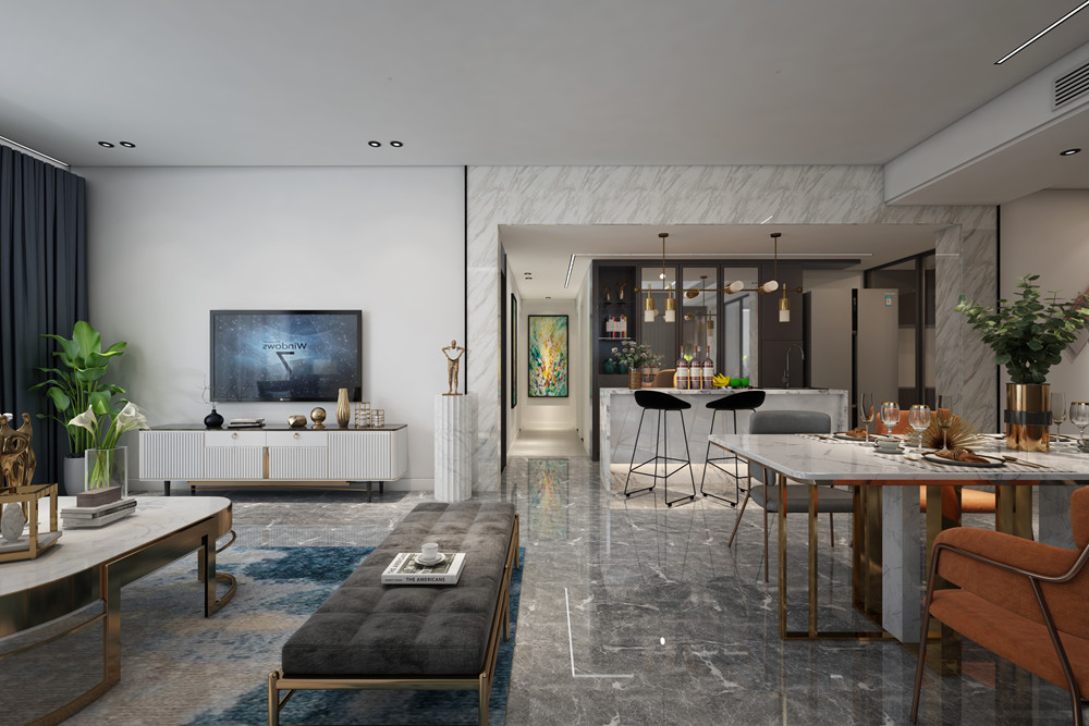 中山市匯盈大廈現代簡約風格三居室裝修案例