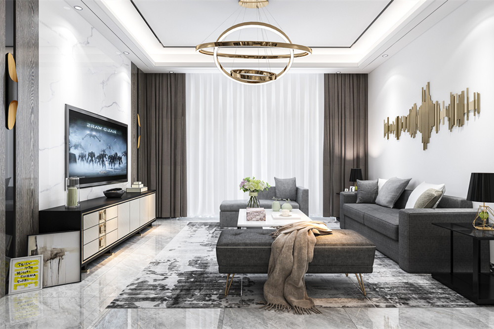 中山市燈都華廷輕奢風(fēng)格三居室裝修案例