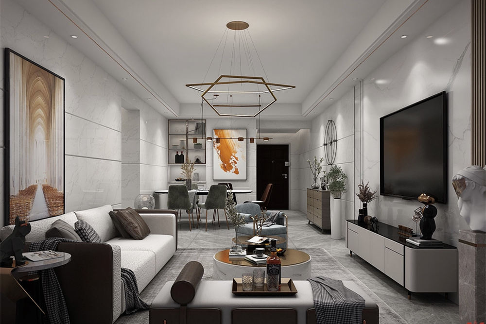 云浮市東方明珠現代簡約風格三居室裝修案例