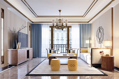 泰州市濱江國際新中式風格四居室裝修案例