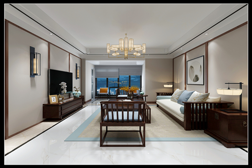 百色市田林水利局防汛大樓新中式風格四居室裝修案例