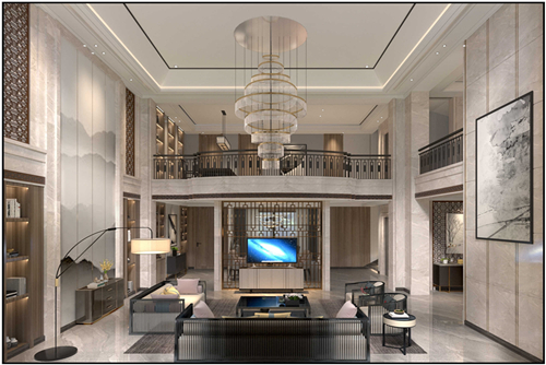 淮安市都梁小區(qū)新中式風(fēng)格別墅裝修案例