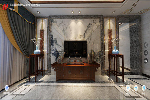 廣州市南沙金茂灣新中式風(fēng)格五居室裝修案例