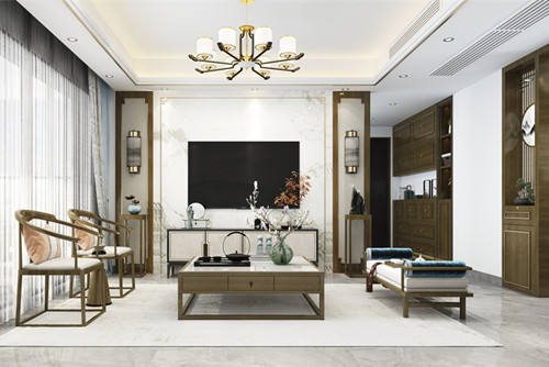 中山市南興花園新中式風(fēng)格三居室裝修案例