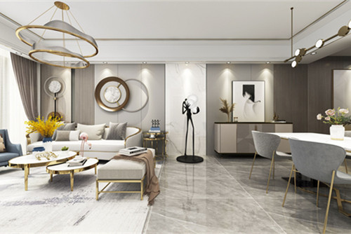 中山市福晟天地輕奢風(fēng)格三居室裝修案例