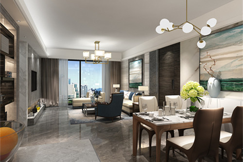 中山市錦秀藍(lán)山現(xiàn)代簡約風(fēng)格三居室裝修案例